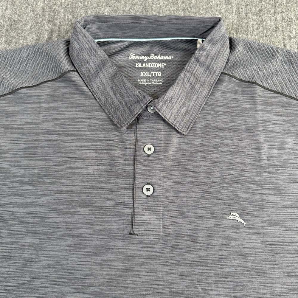 Tommy Bahama IslandZone Men's XXL Polo Shirt Gray Performance Golf Polyester
